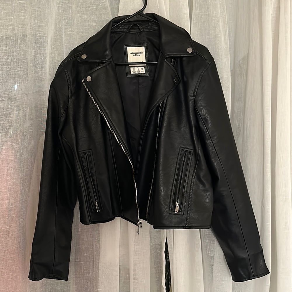 Abercrombie & Fitch black leather jacket
